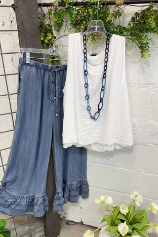 Downtown Top White Tank Top Acqua & Limone