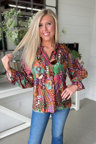 Harvest Garden Brown Mix by Umgee Shirts & Tops Umgee