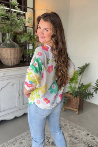 Miss Daisy White/Multi sweater OHLALA