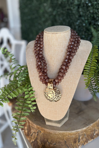 Bria Necklace Brown/Gold Necklaces Wona Trading