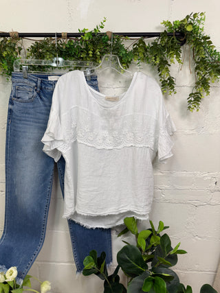 Show Me Linen Top White Shirts & Tops Miss Carla