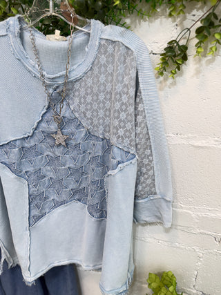 Lucky Stars Top Sky Blue by Easel Shirts & Tops Easel