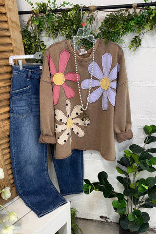 Petal Crush Top Mocha by Easel