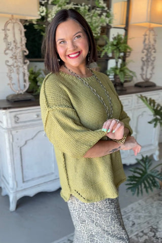 Clancy Sweater Green Tea by Easel