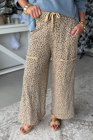 Leopard's Lair Pants Camel by Umgee RESTOCK Soon Pants Easel