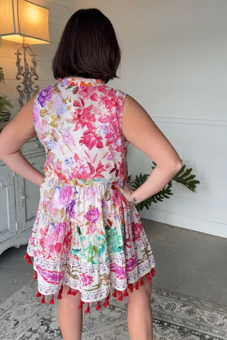 Camelot Dress Cream/Multi by Pol Clothing Dresses Pol Clothing