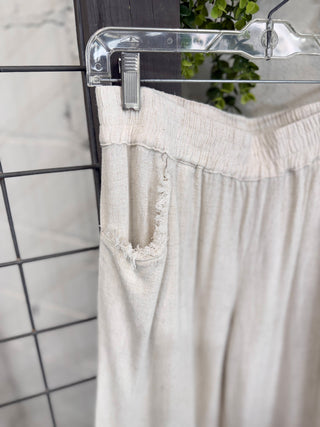 Mackenzie Linen Pants Oatmeal by Umgee Pants Umgee