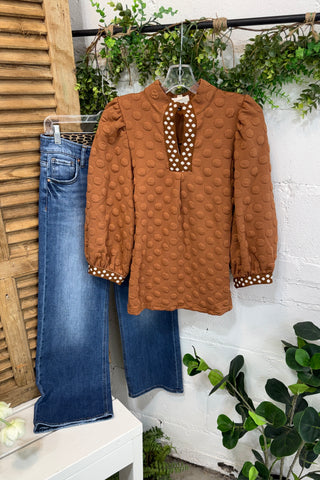 Peabody Top Brown by Umgee Shirts & Tops Umgee