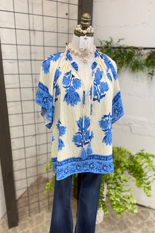 Maya Top Blue Mix by Umgee Shirts & Tops Umgee