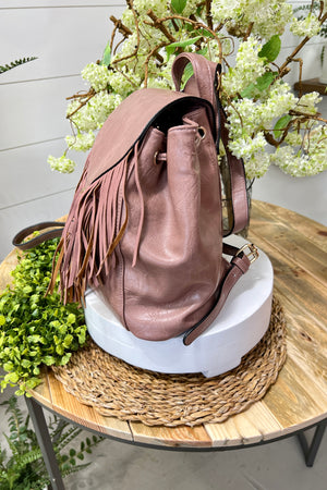 Jewel Distressed Bucket Backpack