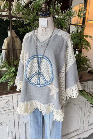 Peace of Mind Top Lt Grey Shirts & Tops Blue Velvet