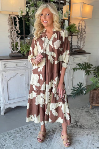 Tiana Long Dress Brown by Umgee
