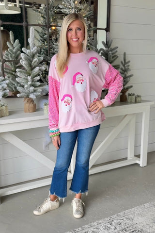 Blingy Fuzzy Santa Pink Sweatshirt Bibi