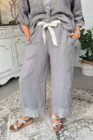Crawford Linen Pants Grey Pants New Afeis