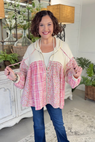 Annalee Hooded Jacket Cream/Pink