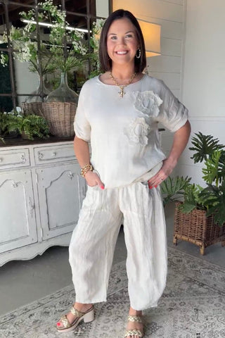 Hey Girl Linen Top Natural