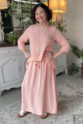 Bernice Linen Skirt Peach Skirt Sole Luna