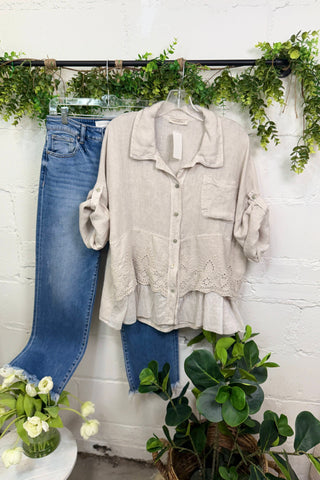 Showcase Linen Top White Shirts & Tops Miss Carla