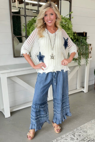 Tattered Stars Off White sweater Mello