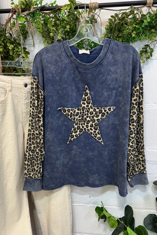 Star Hunter Top Blue/Leopard Shirts & Tops Sage & Fig