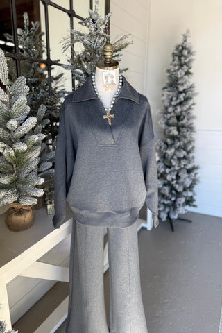 Abby Scuba Set Charcoal Top & Pant Set Zenana