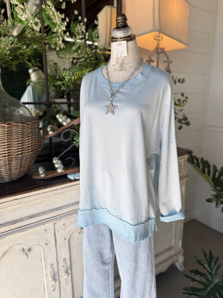 Happiness Top Blue Shirts & Tops MuMu/JY