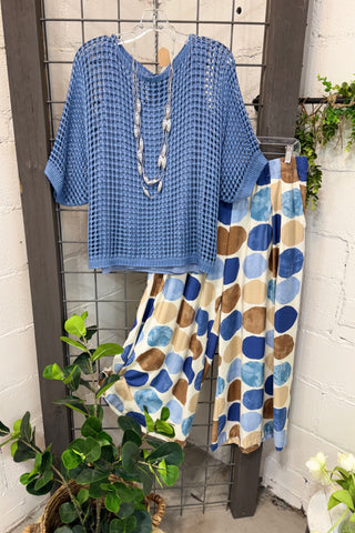Everly Pants Blue Mix by Umgee Pants Umgee