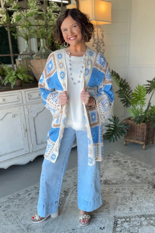 Heather Cardigan Blue by POL Clothing Cardigan Pol Clothing