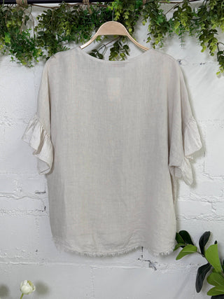 Show Me Linen Top Lt Taupe Shirts & Tops Miss Carla