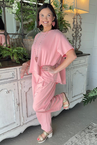 Settle Down Pant Set Coral Top & Pant Set Davi & Dani