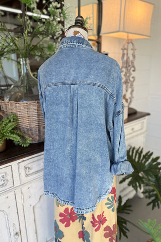 Go West Washed Chambray Shirts & Tops Blu Pepper