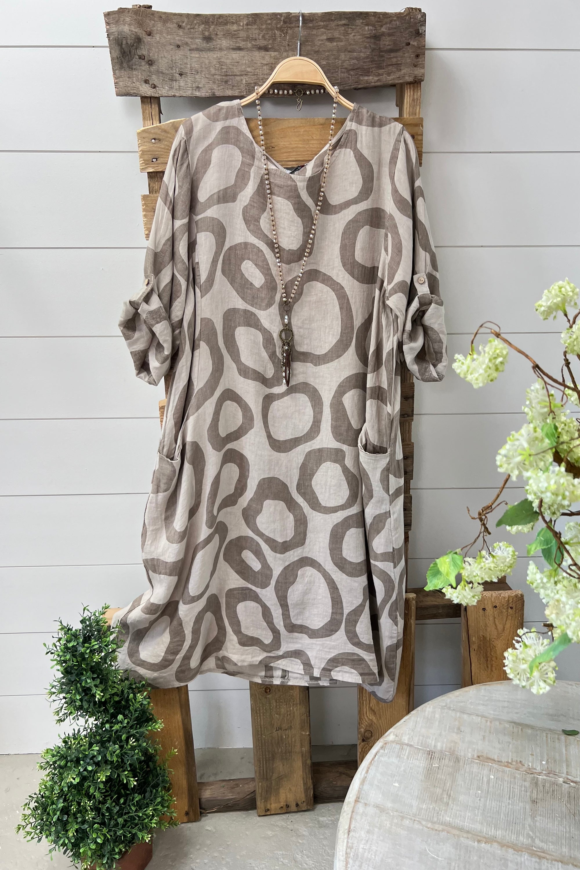 Camden Linen Dress RESTOCK Soon  Prospero One Size Taupe/Taupe 