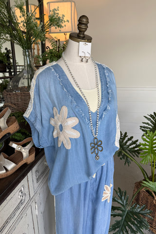Nessa Top Lt Denim Shirts & Tops Blublu