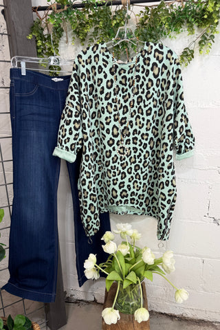 Notorious Top Mint Leopard Shirts & Tops YOLLY