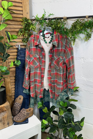 Belinda Shacket Red/Green Shacket Oli & Hali