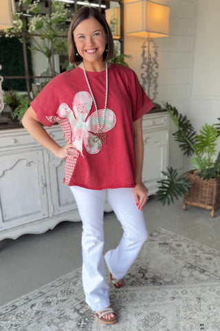 Flower Power Top Red by Umgee Shirts & Tops Umgee