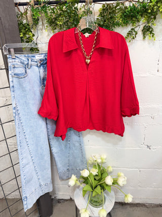 Fletcher Top Tomato by Umgee Shirts & Tops Umgee