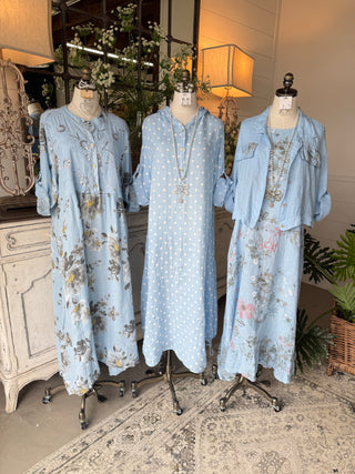 Elsie Maxi Dress Lt Blue Dresses S & F/ Italy