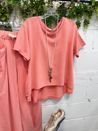 Settle Down Pant Set Coral Top & Pant Set Davi & Dani