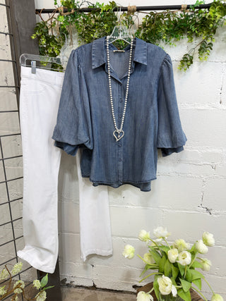 Valerie Top Light Denim by Easel Shirts & Tops Easel
