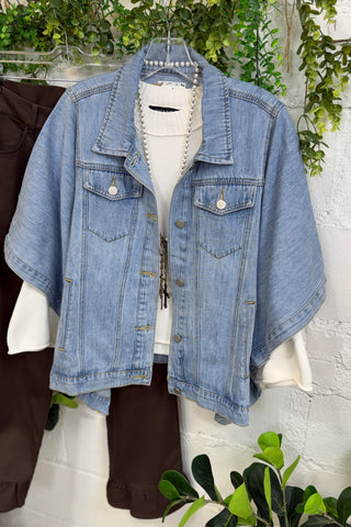 Candace Cape Jacket Denim by Easel