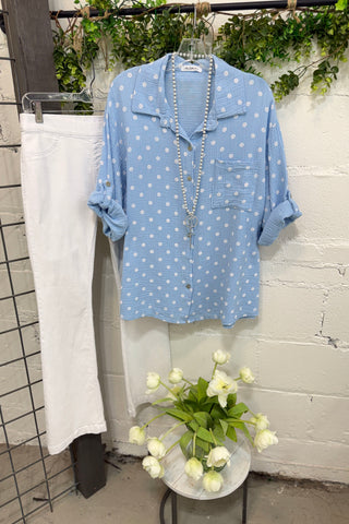 Lucille Top Lt Blue Shirts & Tops YOLLY