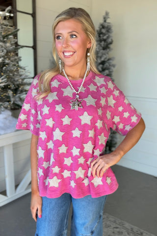 Evening Stars Hot Pink Shirts & Tops Blue Velvet