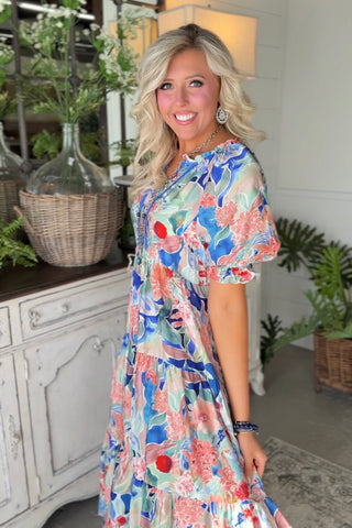 Sweet Gardens Dress Blue by Umgee RESTOCK Soon Dresses Umgee