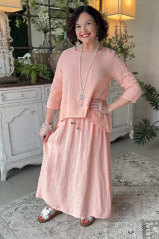 Bernice Linen Skirt Peach Skirt Sole Luna