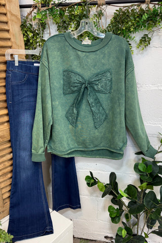 Neat Bow Green Shirts & Tops Sage & Fig