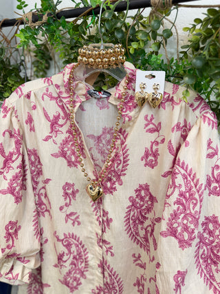 Sutton Top Ivory/Fuchsia Shirts & Tops Gigio