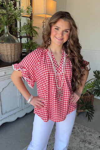 Peyton Top Red by Umgee