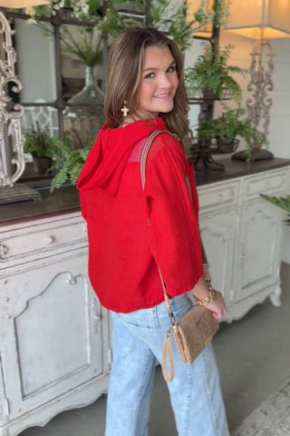 Show Off Linen Top Red Shirts & Tops Acqua & Limone