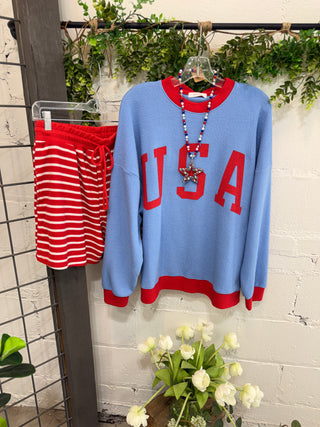 Allegiance Top Blue Sweatshirt Tres Bien